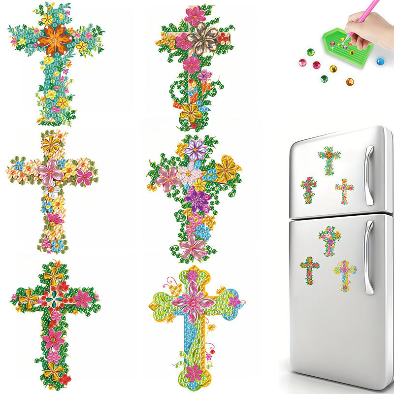 6Pcs Diamond Painting Refrigerator Magnets Diamond Art Kits for Adults Beginners