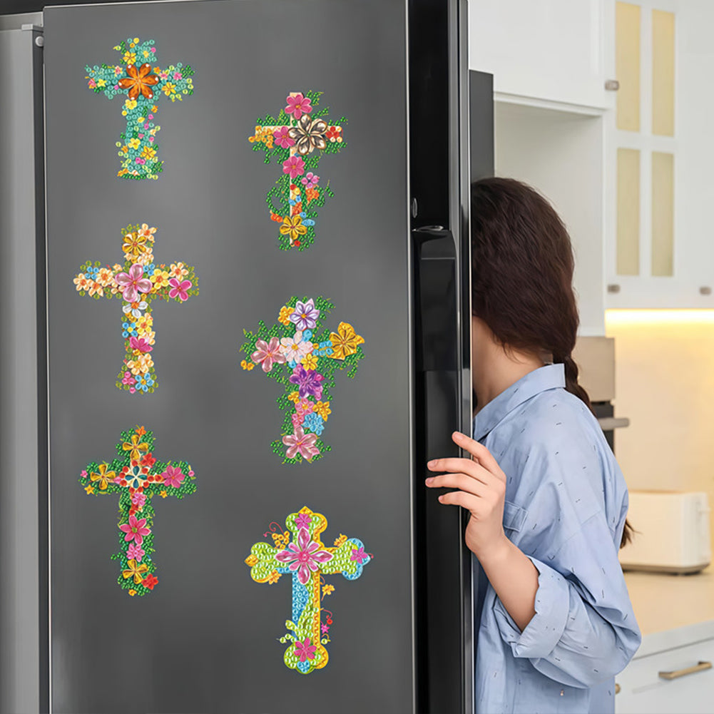 6Pcs Diamond Painting Refrigerator Magnets Diamond Art Kits for Adults Beginners