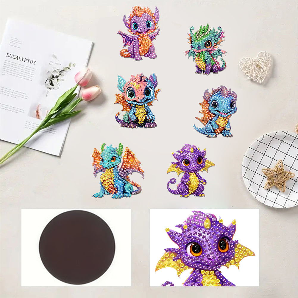 6Pcs Diamond Painting Refrigerator Magnets Diamond Art Kits for Adults Beginners