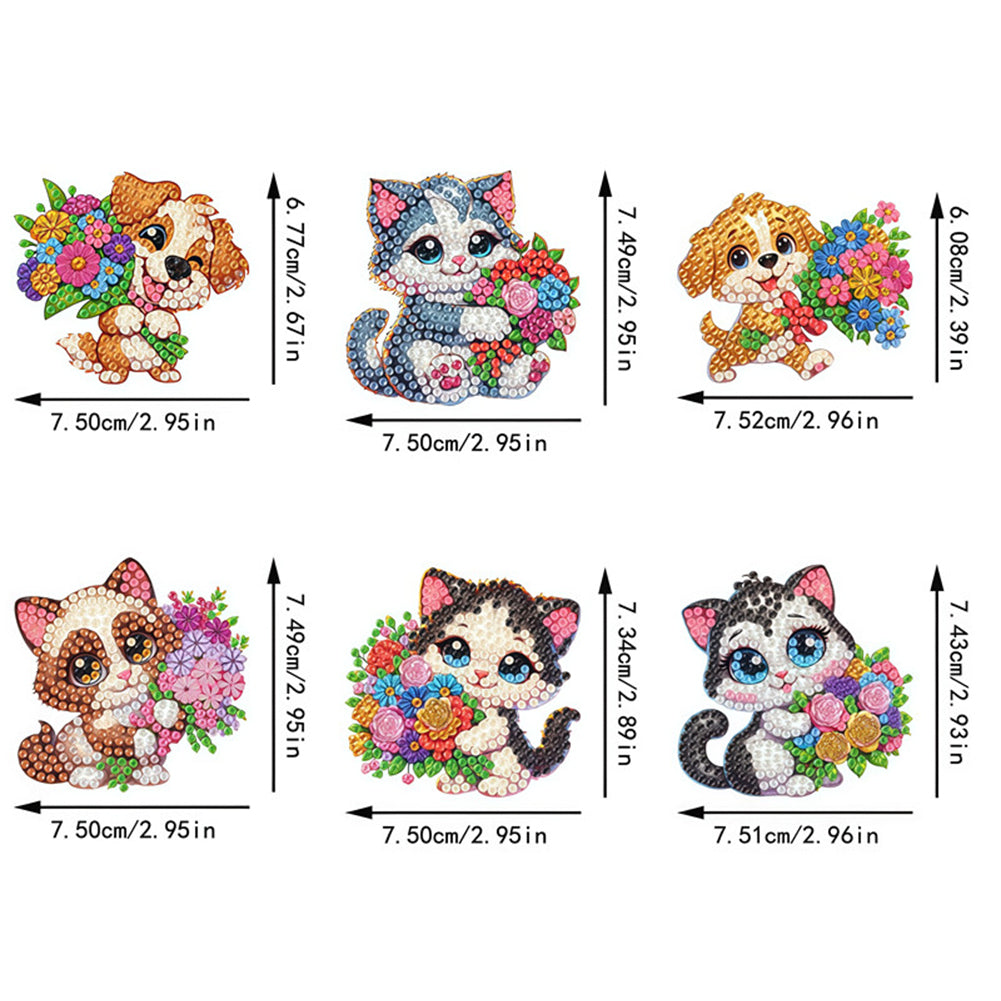 6Pcs Diamond Painting Refrigerator Magnets Diamond Art Kits for Adults Beginners