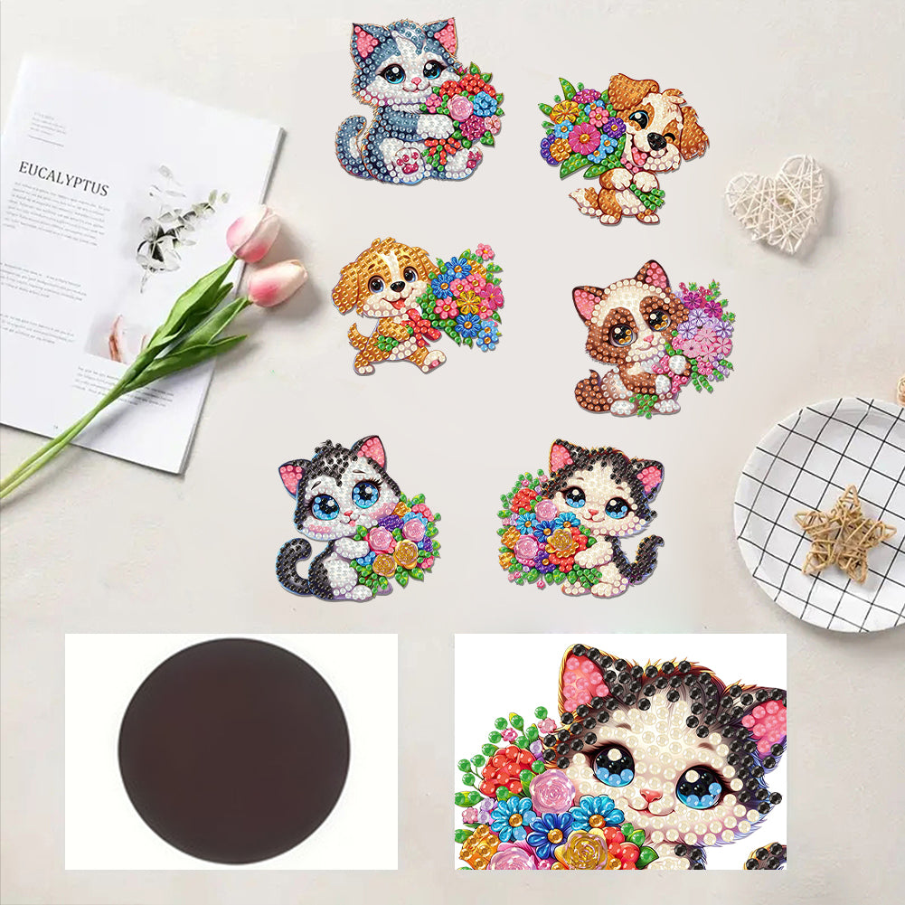 6Pcs Diamond Painting Refrigerator Magnets Diamond Art Kits for Adults Beginners