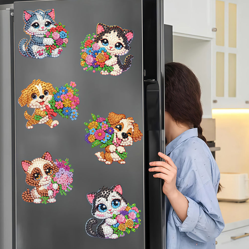 6Pcs Diamond Painting Refrigerator Magnets Diamond Art Kits for Adults Beginners
