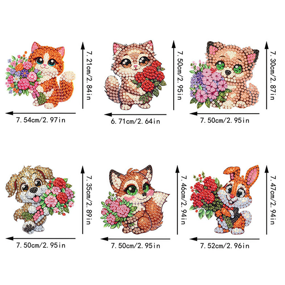6Pcs Diamond Painting Refrigerator Magnets Diamond Art Kits for Adults Beginners