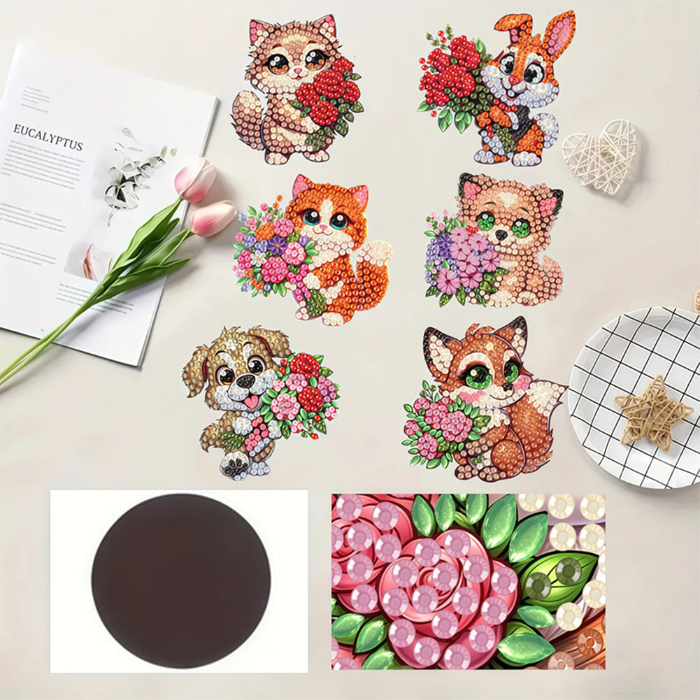6Pcs Diamond Painting Refrigerator Magnets Diamond Art Kits for Adults Beginners