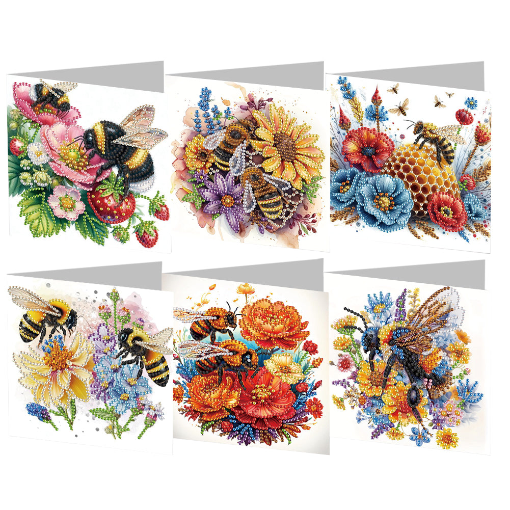 6pcs Diamond Painting Greeting Cards Handmade DIY Diamond Art Cards for Adults