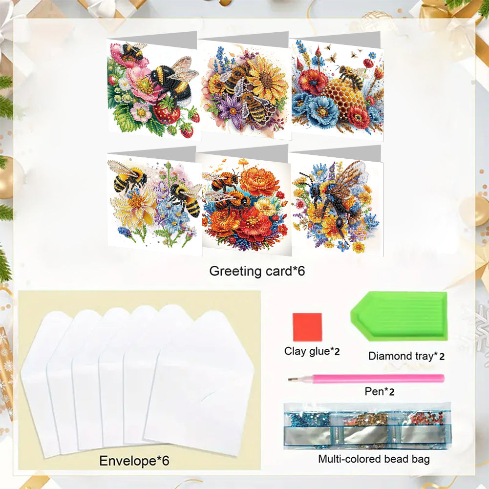 6pcs Diamond Painting Greeting Cards Handmade DIY Diamond Art Cards for Adults