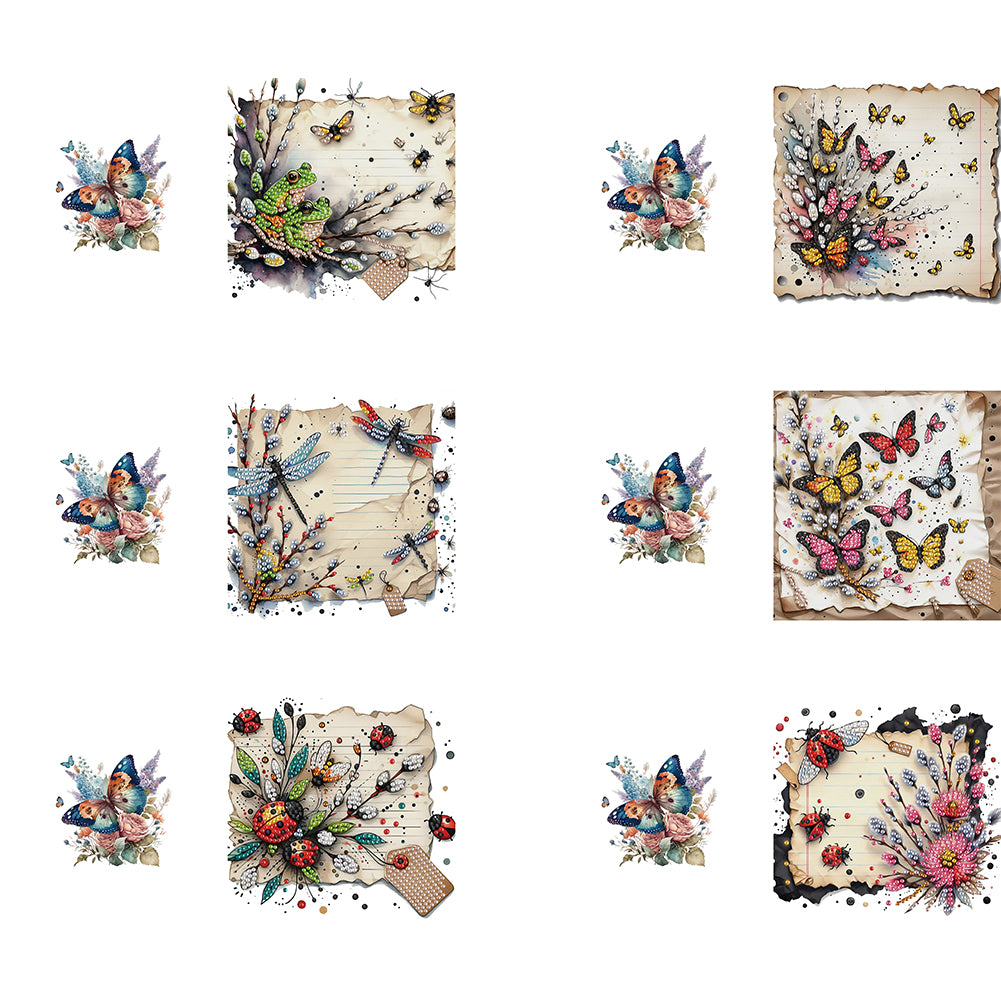 6pcs Diamond Painting Greeting Cards Handmade DIY Diamond Art Cards for Adults