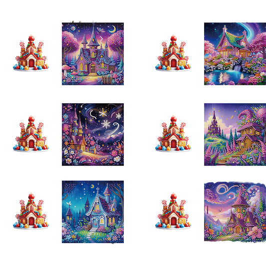 6pcs Diamond Painting Greeting Cards Handmade DIY Diamond Art Cards for Adults