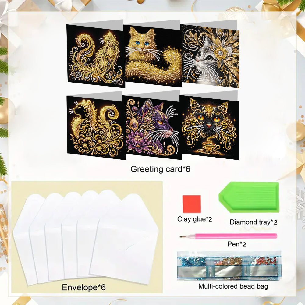 6pcs Diamond Painting Greeting Cards Handmade DIY Diamond Art Cards for Adults