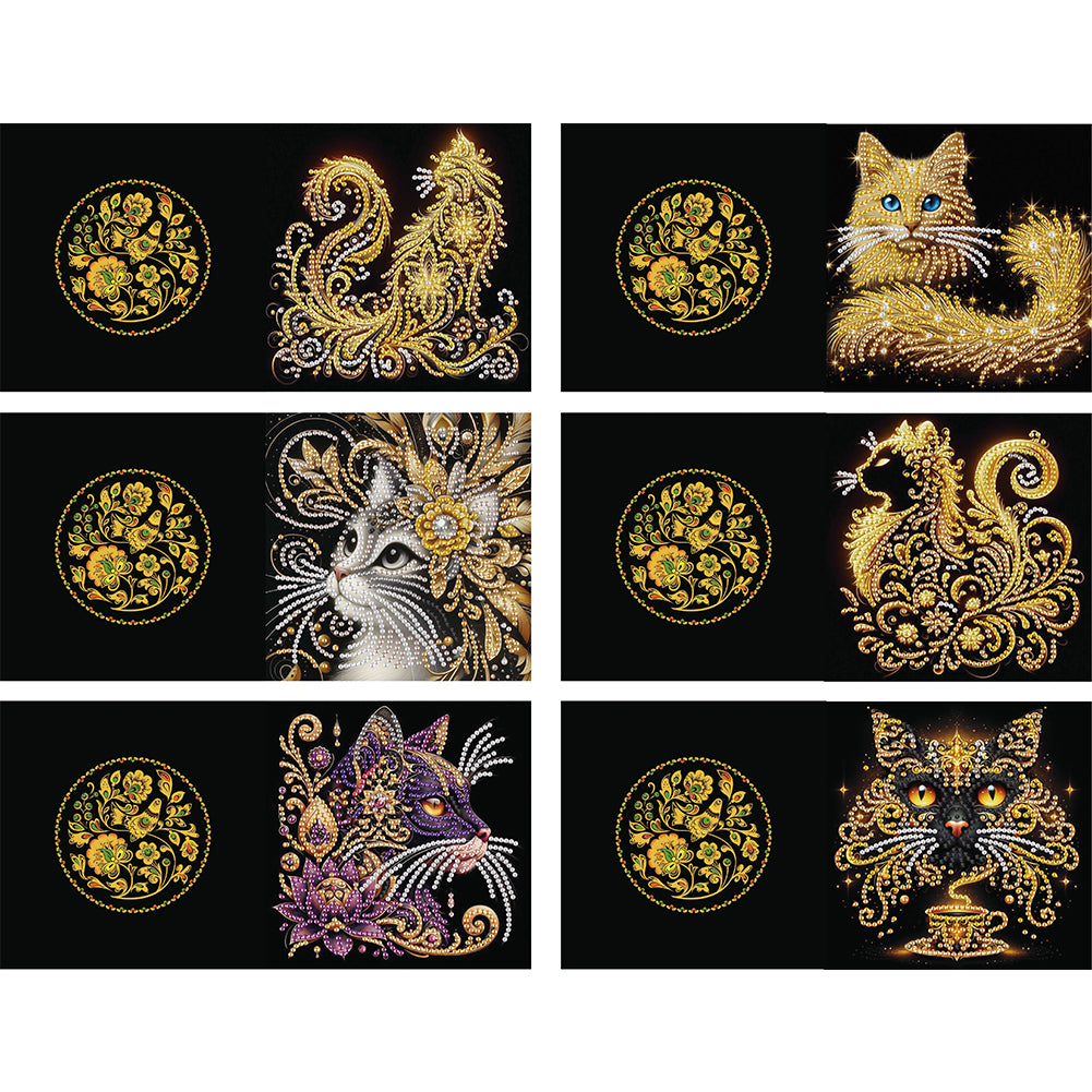 6pcs Diamond Painting Greeting Cards Handmade DIY Diamond Art Cards for Adults