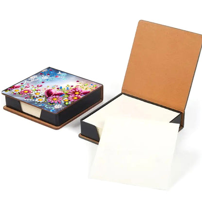 Leather Animals Diamond Painting Notecard Box Flowers Gem Art Sticky Note Holder