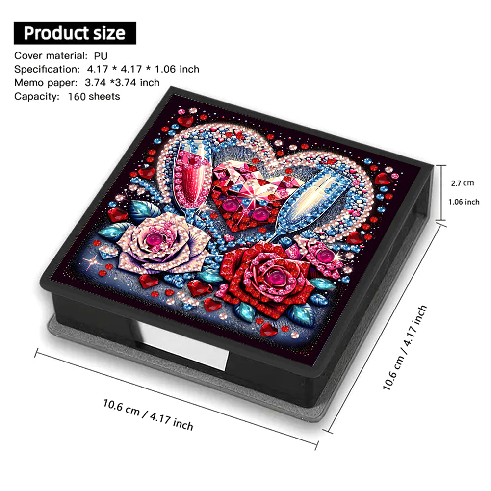 Leather Animals Diamond Painting Notecard Box Flowers Gem Art Sticky Note Holder