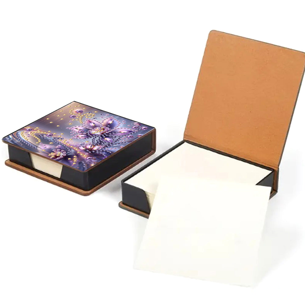 Leather Animals Diamond Painting Notecard Box Flowers Gem Art Sticky Note Holder