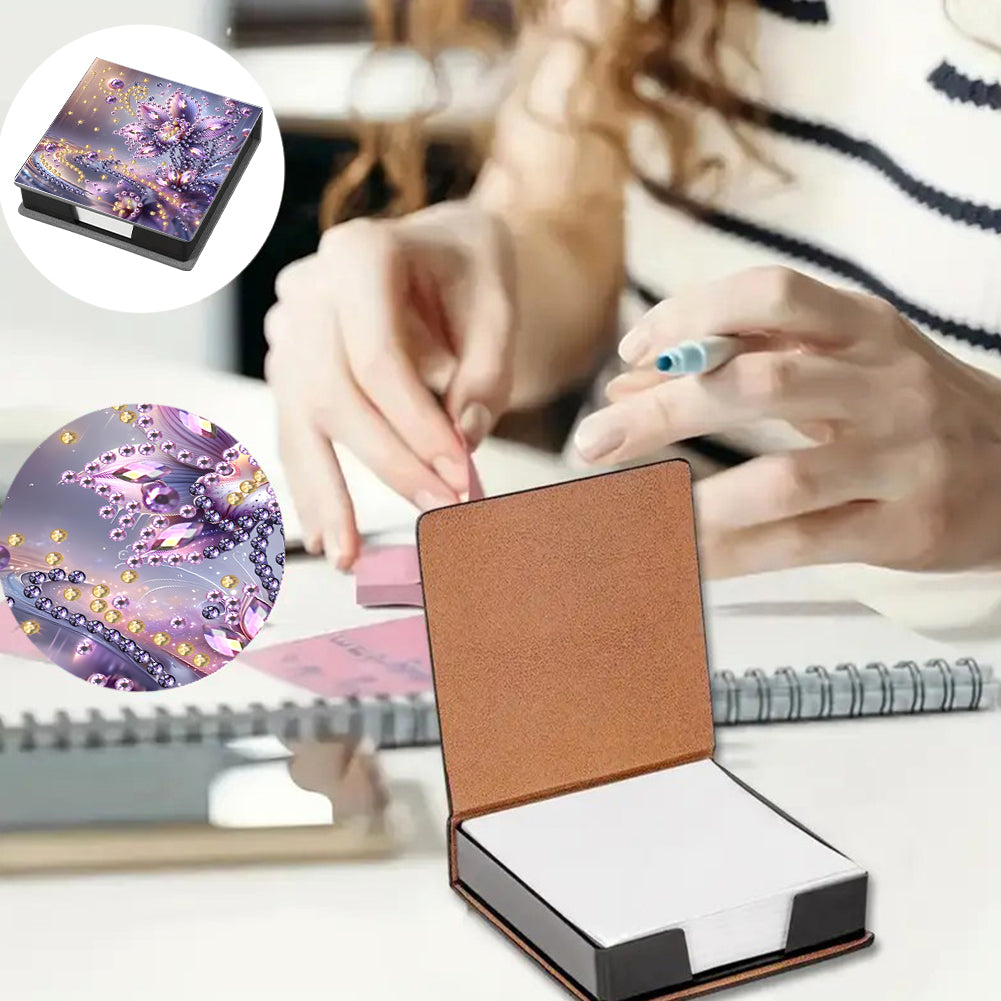 Leather Animals Diamond Painting Notecard Box Flowers Gem Art Sticky Note Holder