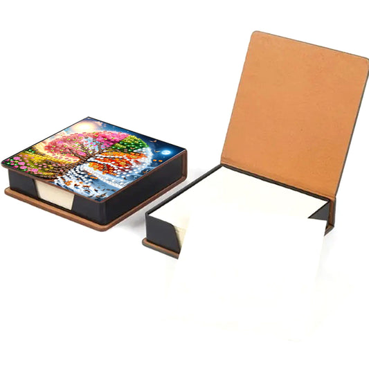 Leather Animals Diamond Painting Notecard Box Flowers Gem Art Sticky Note Holder