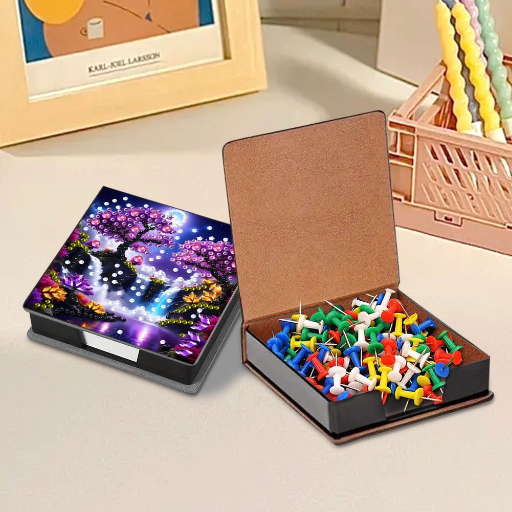 Leather Animals Diamond Painting Notecard Box Flowers Gem Art Sticky Note Holder