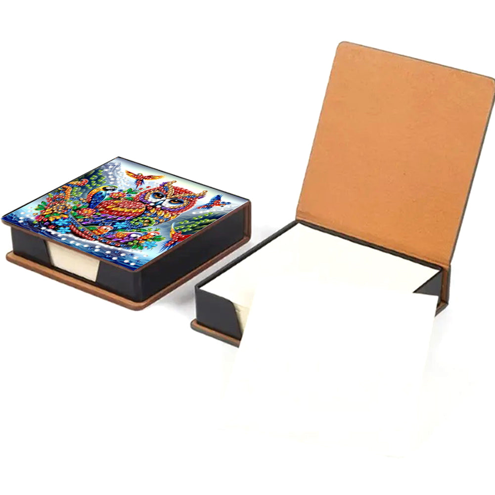 Leather Animals Diamond Painting Notecard Box Flowers Gem Art Sticky Note Holder