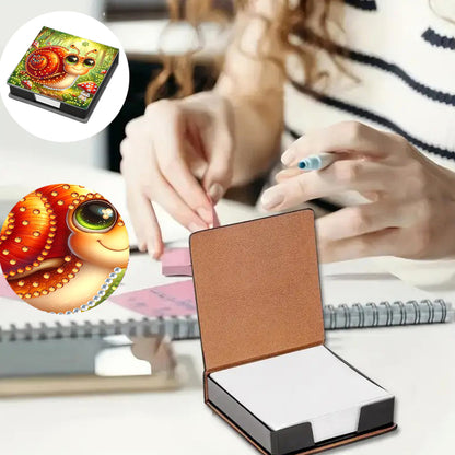 Leather Animals Diamond Painting Notecard Box Flowers Gem Art Sticky Note Holder
