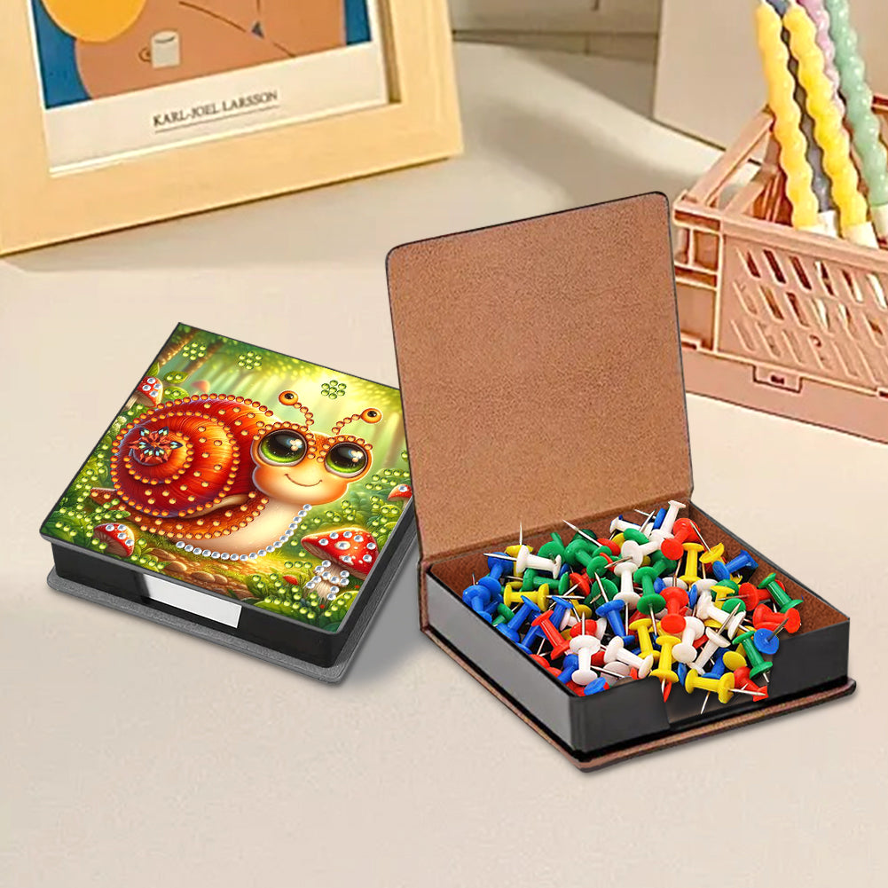 Leather Animals Diamond Painting Notecard Box Flowers Gem Art Sticky Note Holder
