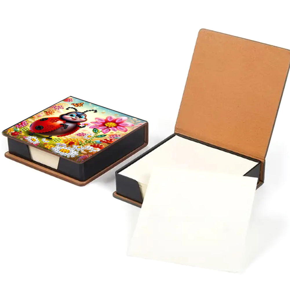 Leather Animals Diamond Painting Notecard Box Flowers Gem Art Sticky Note Holder