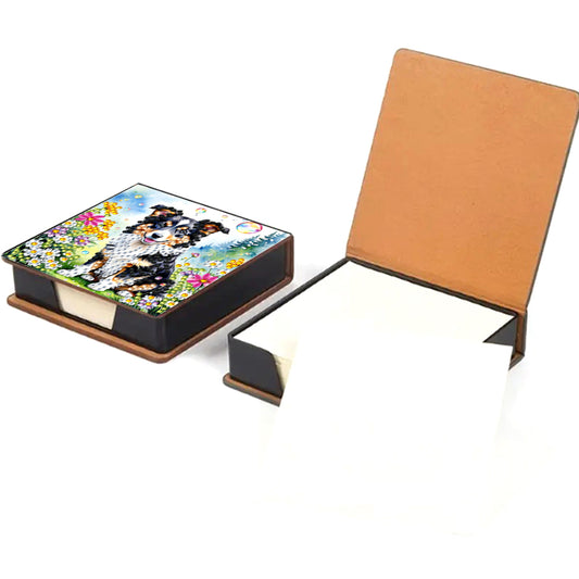 Leather Animals Diamond Painting Notecard Box Flowers Gem Art Sticky Note Holder