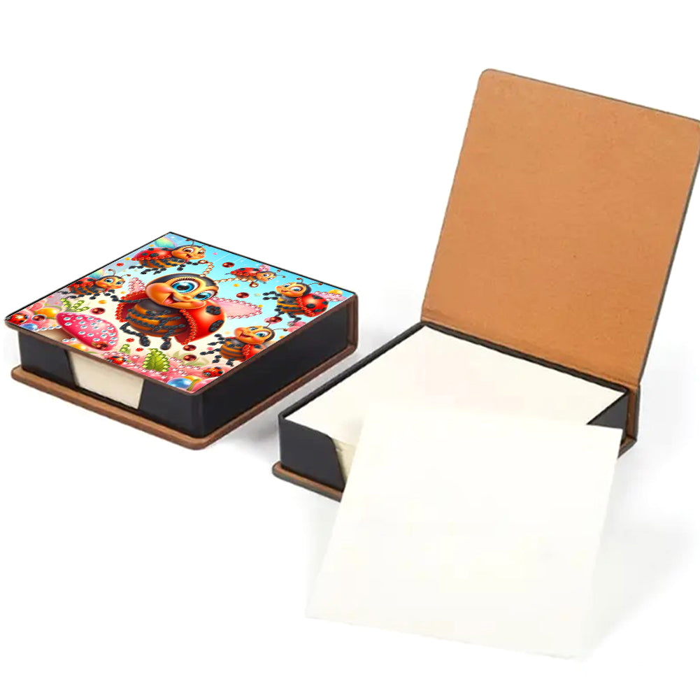 Leather Animals Diamond Painting Notecard Box Flowers Gem Art Sticky Note Holder