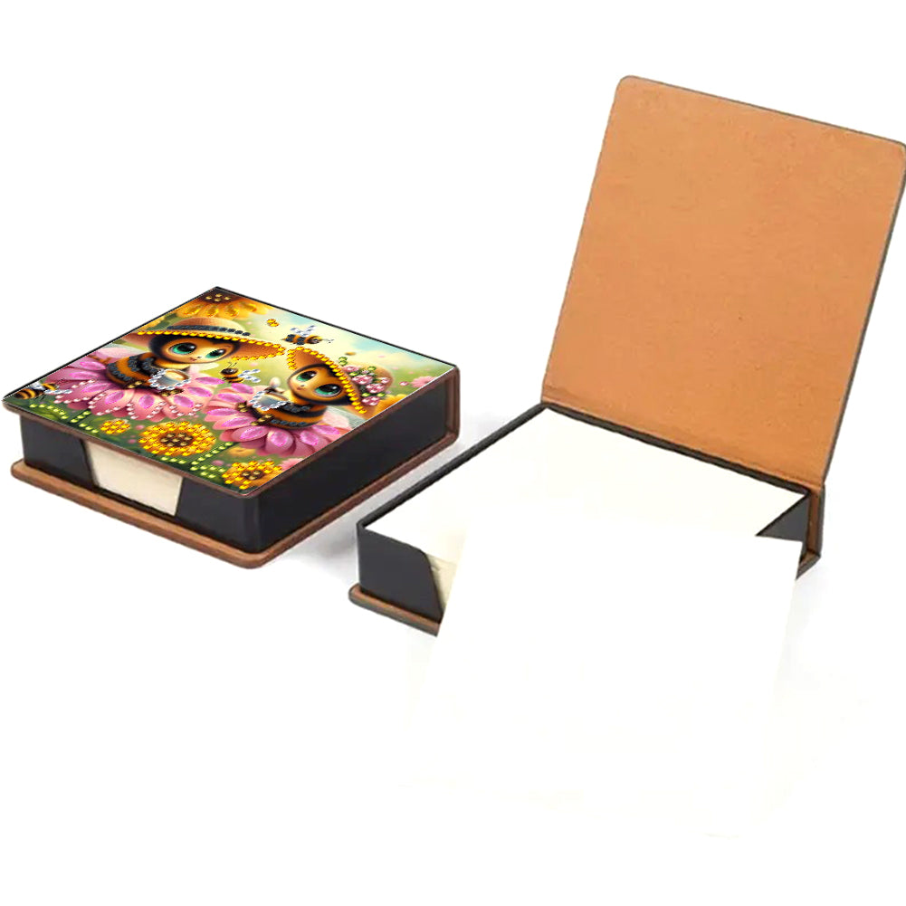 Leather Animals Diamond Painting Notecard Box Flowers Gem Art Sticky Note Holder