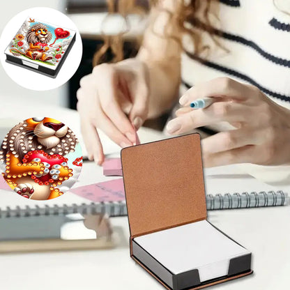 Leather Animals Diamond Painting Notecard Box Flowers Gem Art Sticky Note Holder