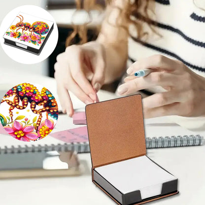Leather Animals Diamond Painting Notecard Box Flowers Gem Art Sticky Note Holder
