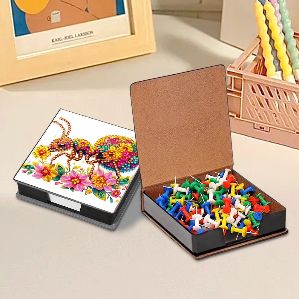 Leather Animals Diamond Painting Notecard Box Flowers Gem Art Sticky Note Holder