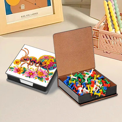Leather Animals Diamond Painting Notecard Box Flowers Gem Art Sticky Note Holder