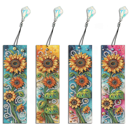 4 Pcs Flower Diamond Painting Bookmarks Diamond Art Bookmarks for Book Lovers