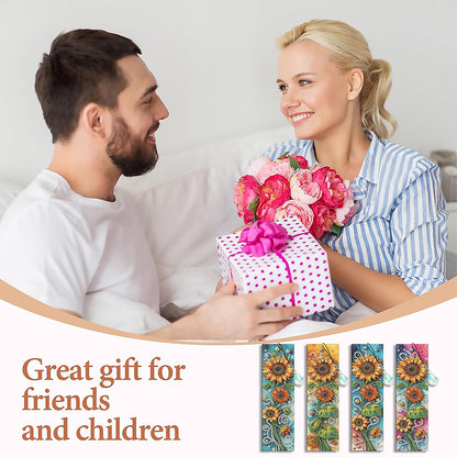 4 Pcs Flower Diamond Painting Bookmarks Diamond Art Bookmarks for Book Lovers