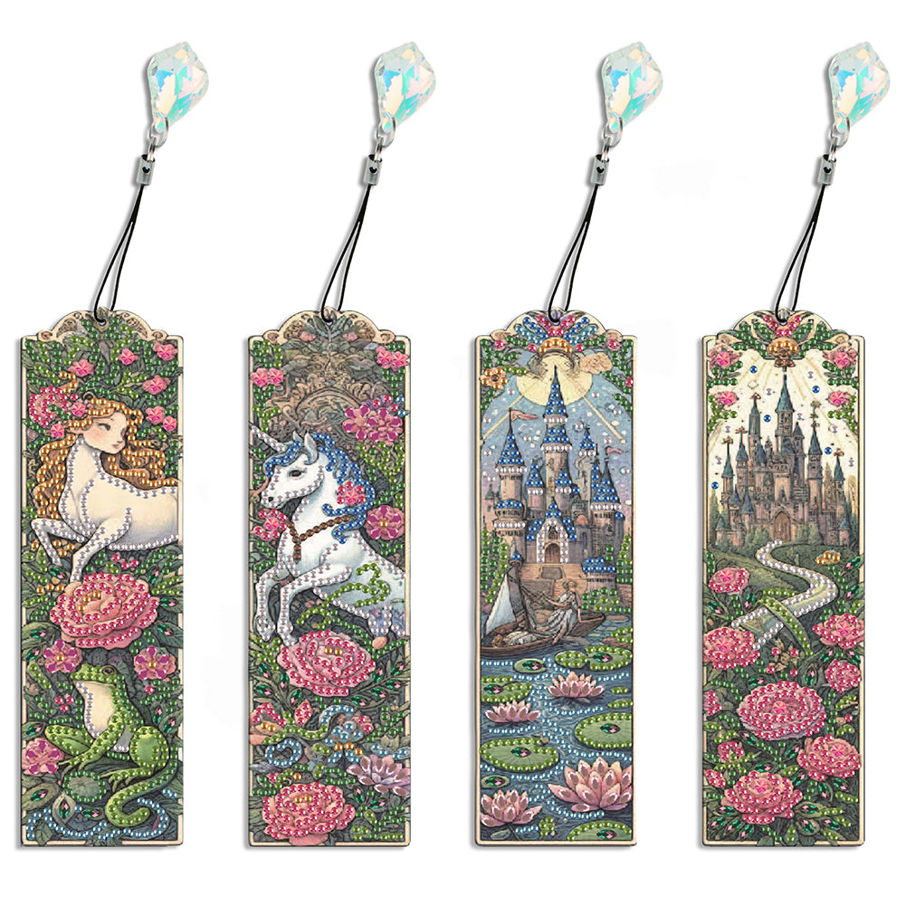 4 Pcs Flower Diamond Painting Bookmarks Diamond Art Bookmarks for Book Lovers