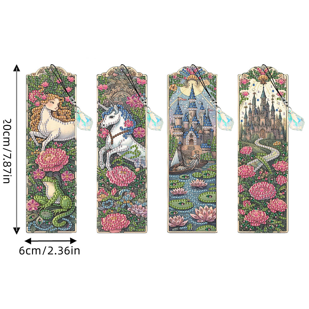 4 Pcs Flower Diamond Painting Bookmarks Diamond Art Bookmarks for Book Lovers