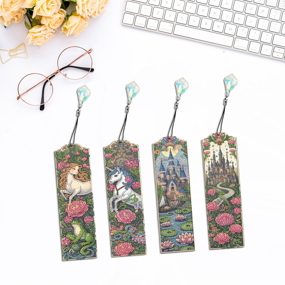 4 Pcs Flower Diamond Painting Bookmarks Diamond Art Bookmarks for Book Lovers