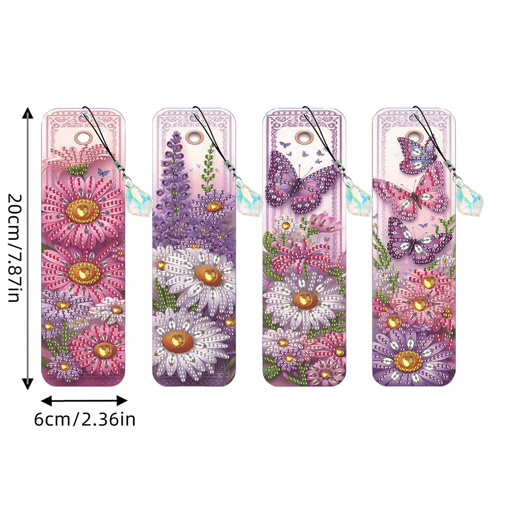 4 Pcs Flower Diamond Painting Bookmarks Diamond Art Bookmarks for Book Lovers