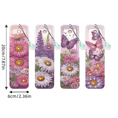 4 Pcs Flower Diamond Painting Bookmarks Diamond Art Bookmarks for Book Lovers