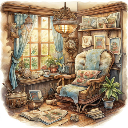 Room - 14CT Stamped Cross Stitch 50*50CM