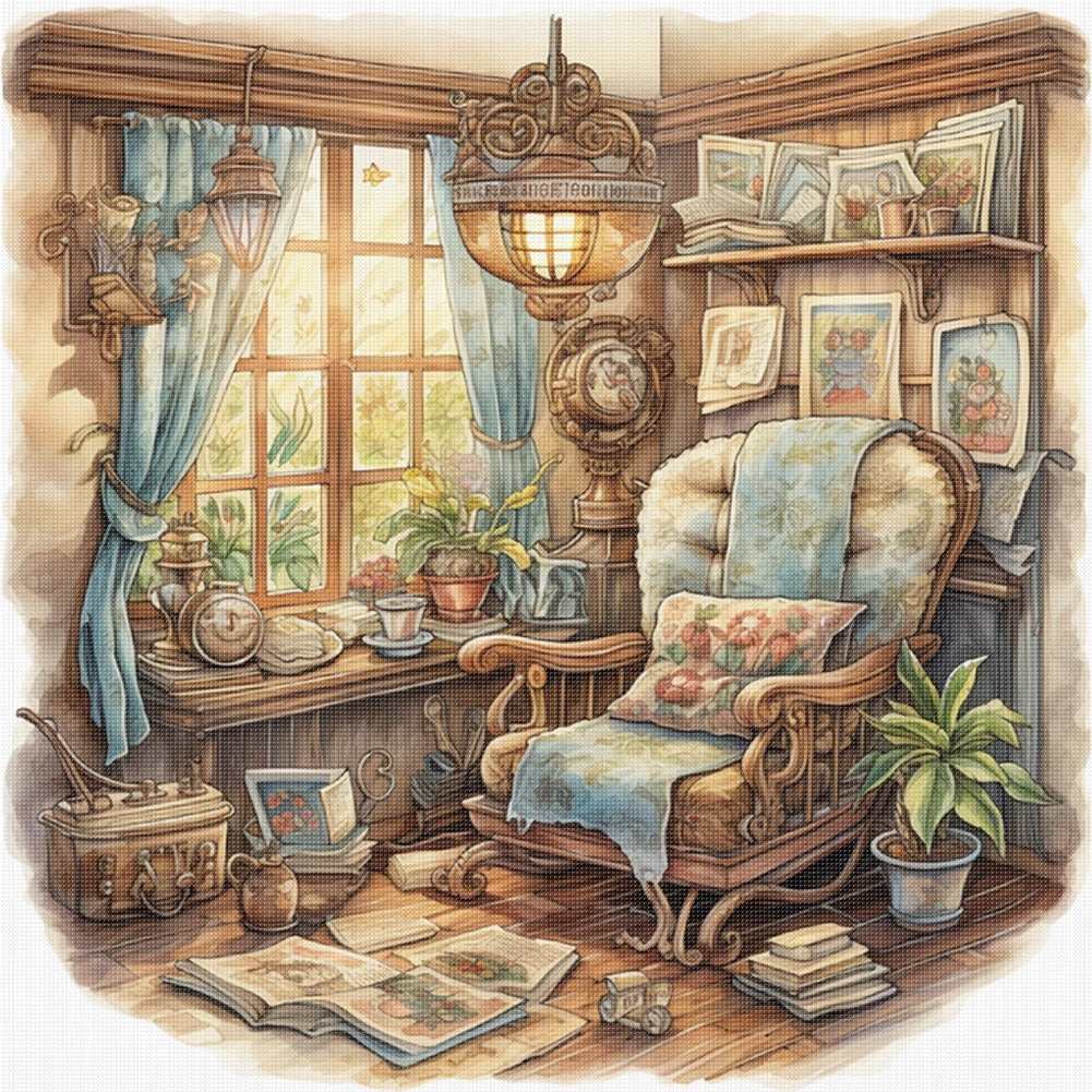 Room - 14CT Stamped Cross Stitch 50*50CM