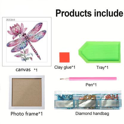 Pink Dragonfly - Special Shaped Drill Diamond Painting 18*18CM