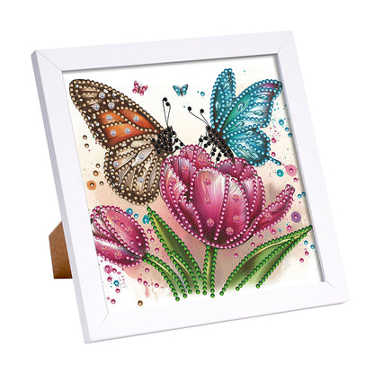 Butterfly Tulip - Special Shaped Drill Diamond Painting 18*18CM