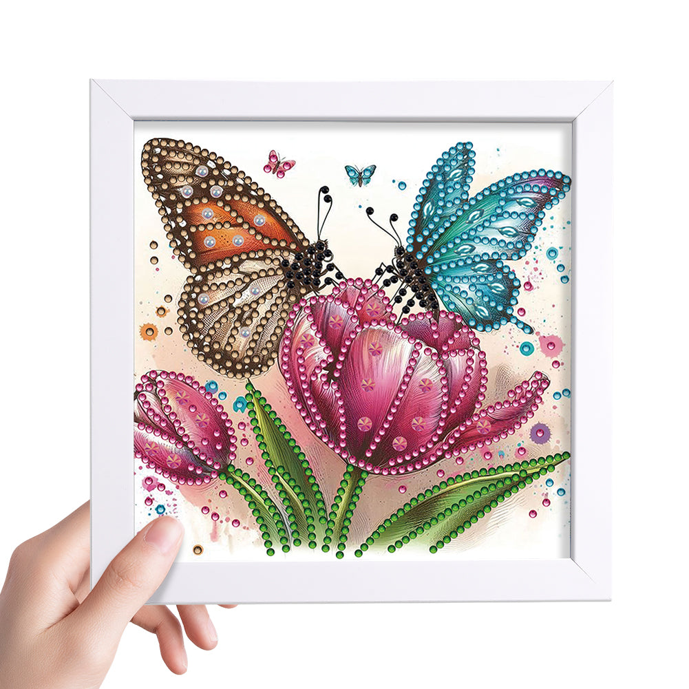 Butterfly Tulip - Special Shaped Drill Diamond Painting 18*18CM