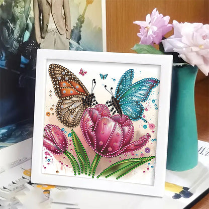 Butterfly Tulip - Special Shaped Drill Diamond Painting 18*18CM