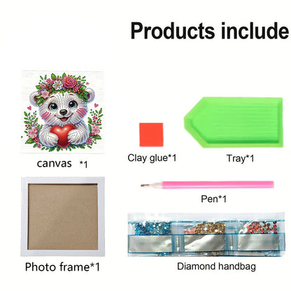 White Bear - Special Shaped Drill Diamond Painting 18*18CM