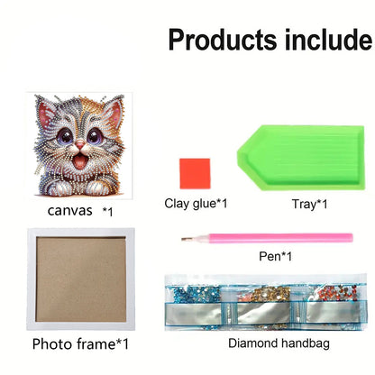 Happy Cat - Special Shaped Drill Diamond Painting 18*18CM