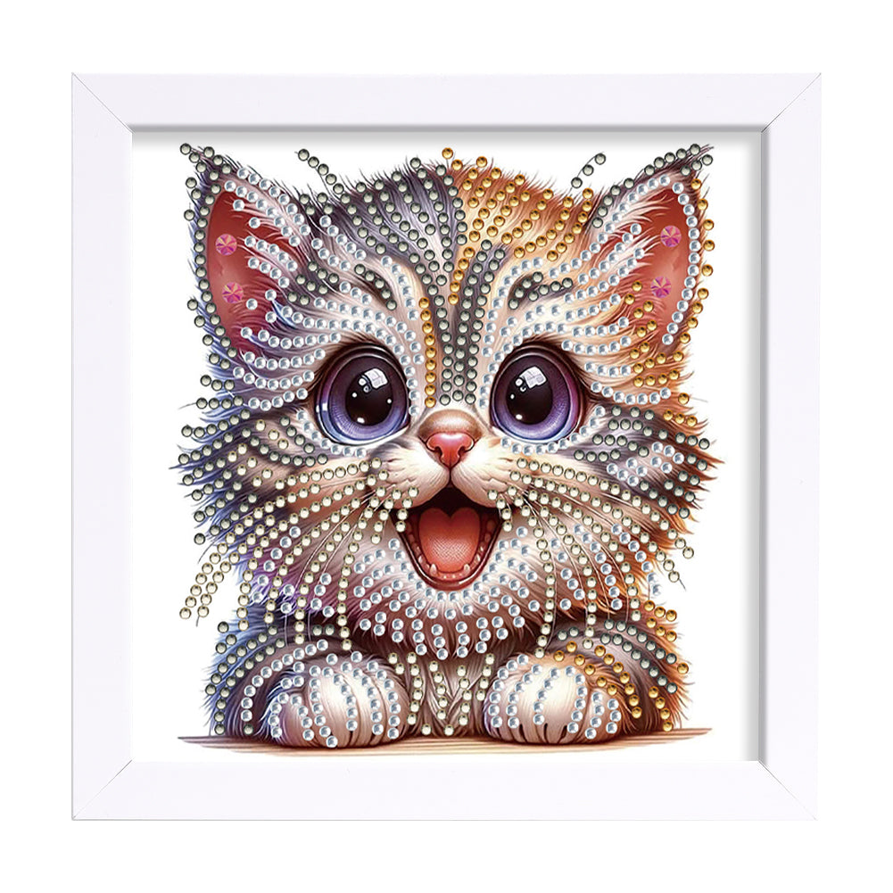 Happy Cat - Special Shaped Drill Diamond Painting 18*18CM