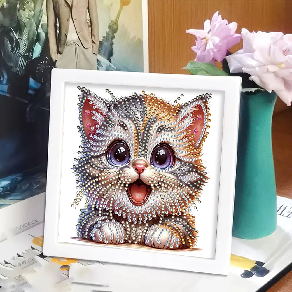Happy Cat - Special Shaped Drill Diamond Painting 18*18CM