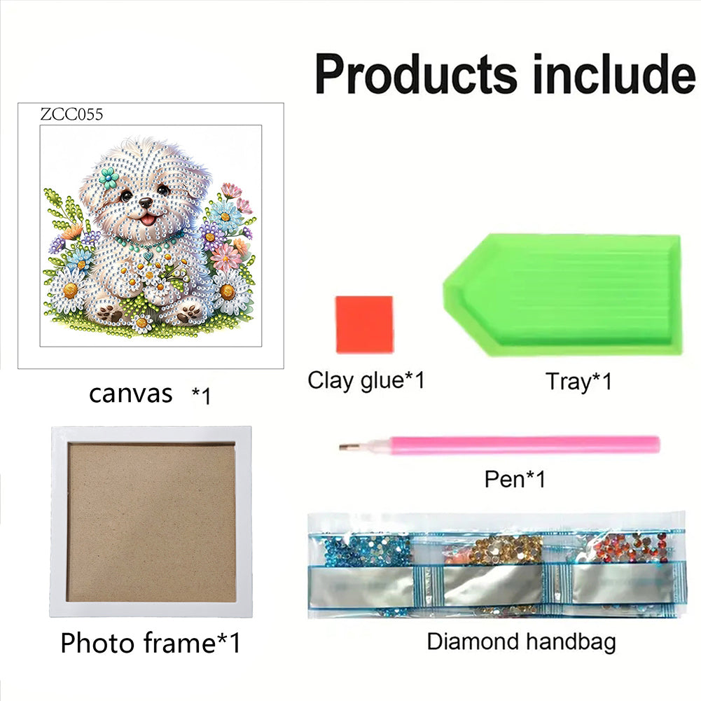 Little White Dog - Special Shaped Drill Diamond Painting 18*18CM