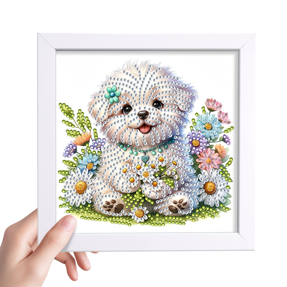 Little White Dog - Special Shaped Drill Diamond Painting 18*18CM
